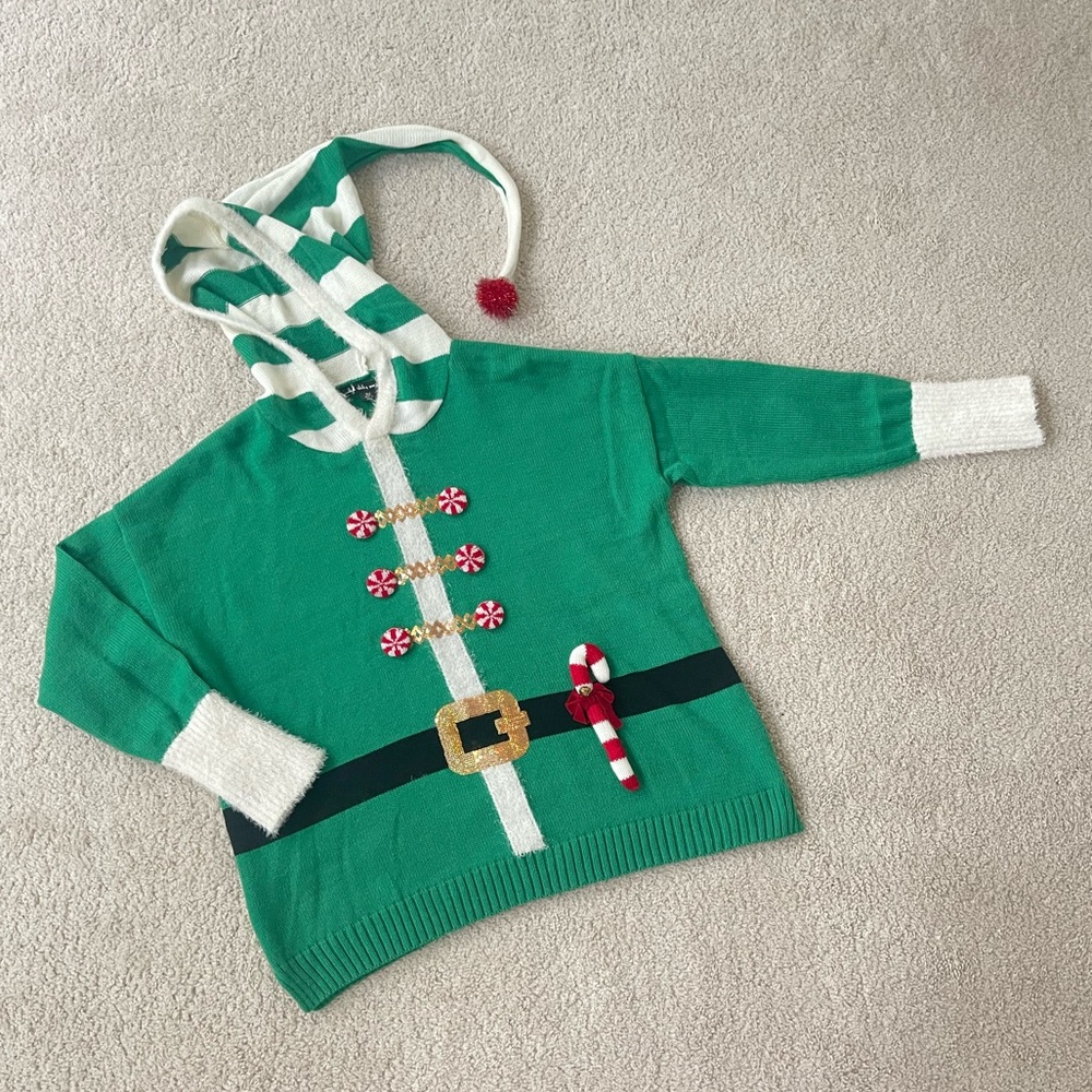 Christmas Holiday Green Elf Sweater - XL